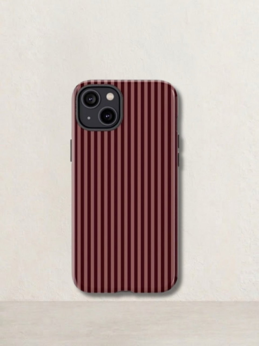 Striped Burgundy Phone Case - Unbranded